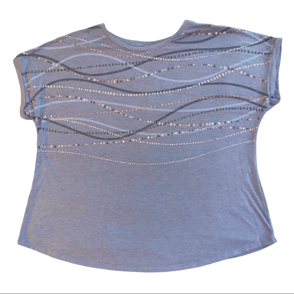 Apt. 9 Light Blue Metallic Graphic Pattern T-Shirt